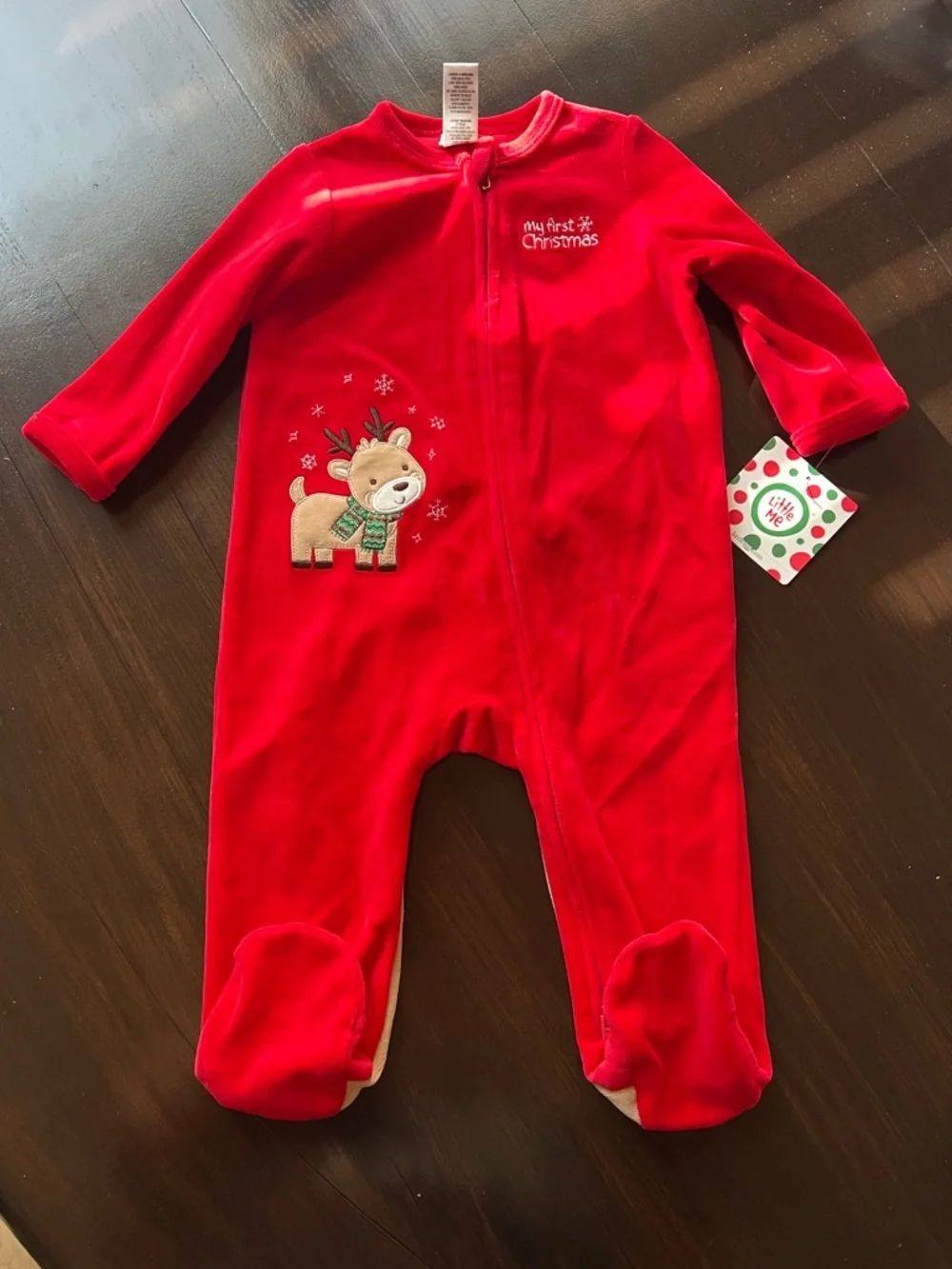 New - Little Me My First Christmas Velour Footed Sleeper